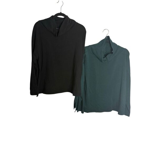 Eileen Fisher Cozy Brushed Terry Hug Funnel Neck Tops Bundle Size Medium - Picture 1 of 10